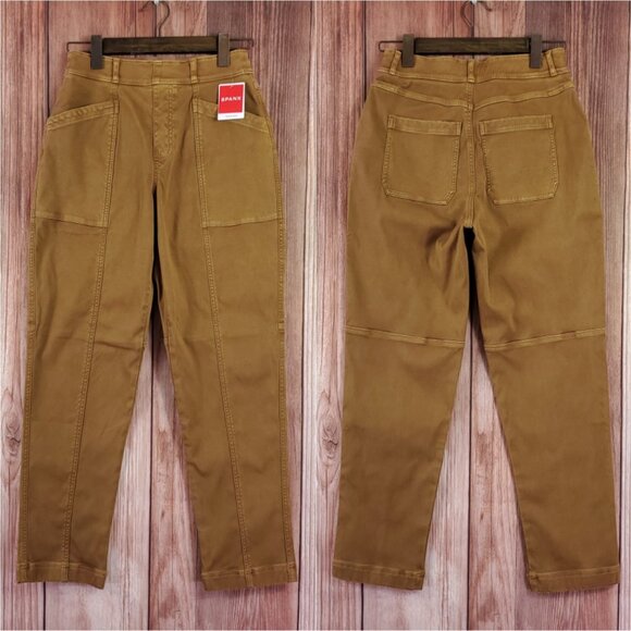 NWT Spanx Womens Size Medium Stretch Twill Straight Leg Pants Acorn 20399R - Picture 1 of 13